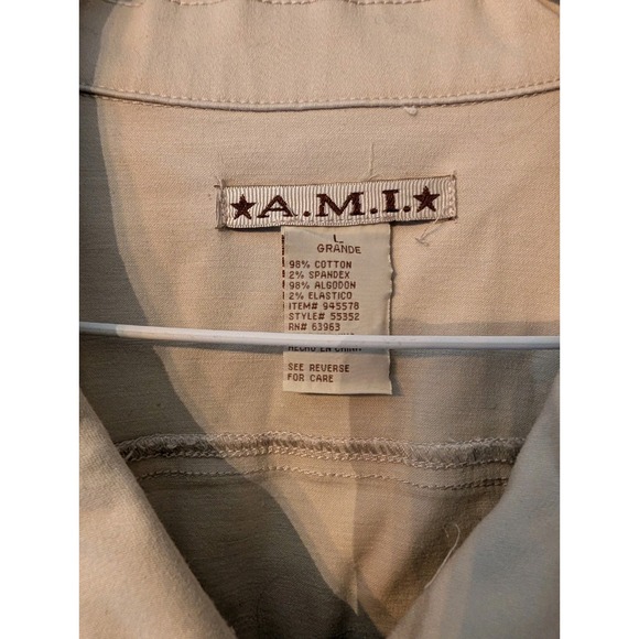 Women's AMI White Button Down LS Casual Jacket Stretch Silver Buttons Size Large - Picture 3 of 4